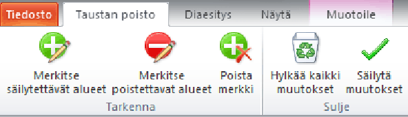 Taustan poisto -välilehti
