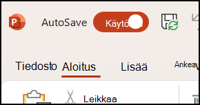 Automaattinen tallennus -vaihtoasetus Officessa