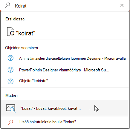 Näet ehdotetut tulokset kirjoittamalla hakupalkkiin