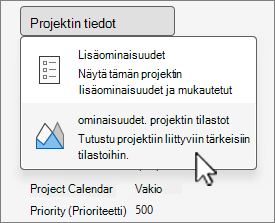 Projektin tietoasetukset