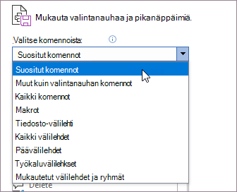 Valitse komennot