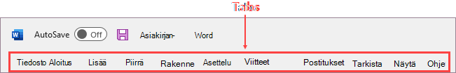 Valintanauhan välilehdet