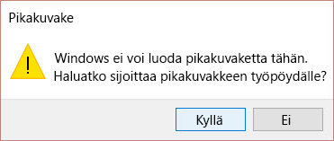 Win 10 -pikakuvakeilmoitus