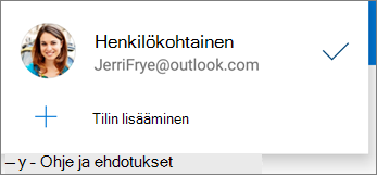 Lisää tili -toiminto Androidin OneDrive-sovelluksessa