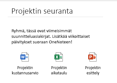 Sivulle upotetut tiedostot OneNote for Windows 10:ssä