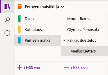 OneNote for Windows 10:n siirtymisrajapinta