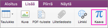 Valitse Lisää-välilehti ja valitse Kaava.