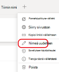 OneNoten Nimeä uudelleen -välilehti