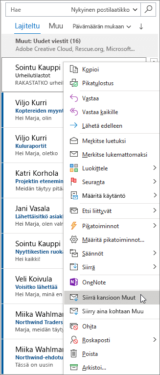 Outlookin Tärkeät-kansio