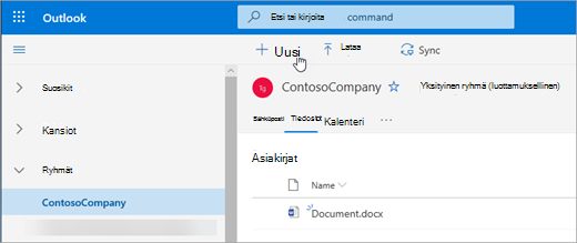 Files näyttäminen Ryhmät-kohdassa