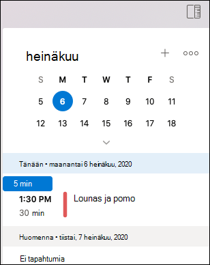 Outlook Macin Päivän tehtävät -valikko.