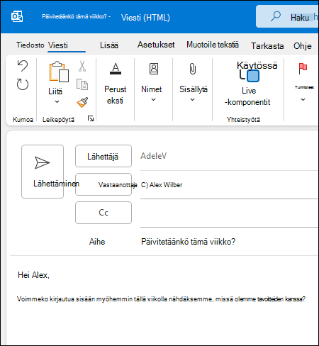 Uusi viesti Outlookissa
