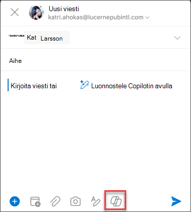 Viestin kirjoittaminen -ruutu iOS:ssä ja Androidissa