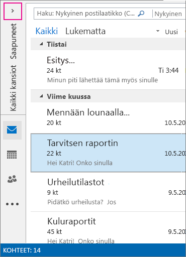 Kuvakenäkymät pienennetyssä kansioruudussa
