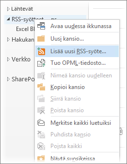 RSS-syötteen lisääminen