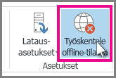 Näyttökuva Outlook 2013:n Työskentele offline-tilassa -painikkeesta.