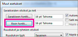 Valitse Rivin fontti ja tee sitten haluamasi muutokset.