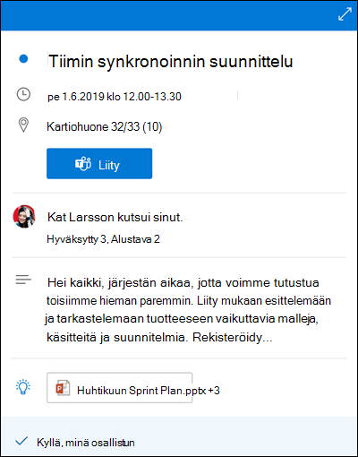 Calendar Pikanäkymä Outlookin verkkoversio.