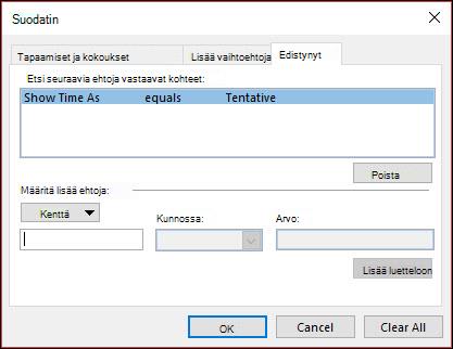 Valitse mikä tahansa käytettävissä oleva tapaamiskenttä.