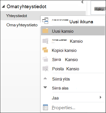 Luo uusi yhteystietokansio.