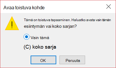Voit avata yhden kohteen sarjassa tai koko sarjan.