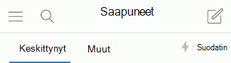 Siirtyminen Lajiteltuun Saapuneet-kansioon ja siitä pois siirtyminen iOS:ssä