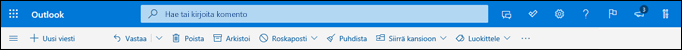 Outlook.comin Saapuneet-kansion otsikko