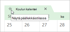 Näytä päällekkäistilassa -nuolen napsauttaminen