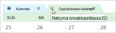 Napsauta Näytä rinnakkaistilassa -nuolta