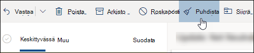 Näyttökuva Puhdista-painikkeesta
