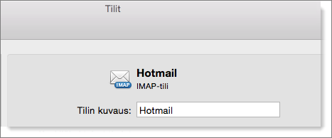 Näkyvissä Outlook-tilin kuvaus ja tyyppi.