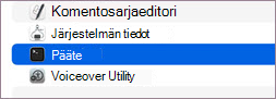 Valitse pääte sovelluksissa