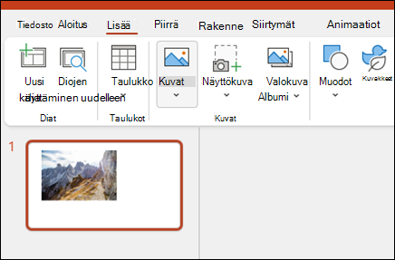 Kuvien lisääminen PowerPointissa