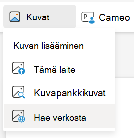 Kuvien lisääminen verkkohausta PowerPointin verkkoversio