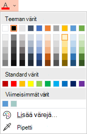 Avaa värivalikko napsauttamalla alanuolta fonttiväri-painikkeen vieressä