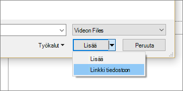PowerPointin Lisää video -valintaikkuna