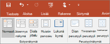 PowerPointin Näytä-valikko