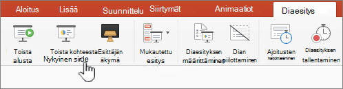 Toista nykyisestä diasta -painike