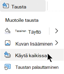 Käytä tätä muotoilua esityksen kaikissa dioissa.