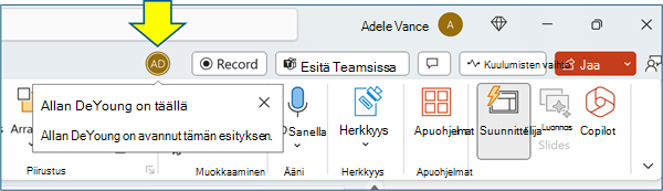 PowerPoint-yhteistyönäyttö