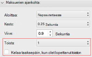 PowerPoint for Mac toistaa ja kelata valikkoa taaksepäin