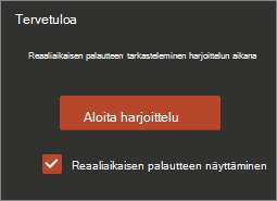 Valitse Aloita harjoittelu