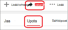 Valitse Jaa ja valitse sitten Upota.