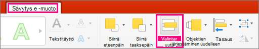 Näyttää Muotoile muotoa -välilehden PowerPoint 2016 for Macissa