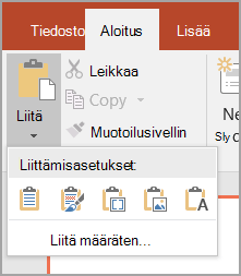Valitse Liitä määräten