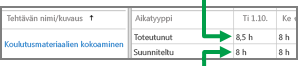 Työaikaraportin rivi
