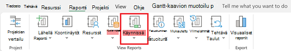 Raportit-välilehden Käynnissä-painike