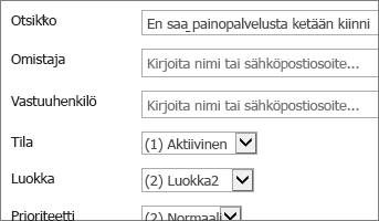 Ongelmat-lomake