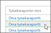 Luettelo työaikaraporteista