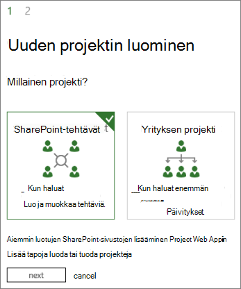 Uuden projektin luominen